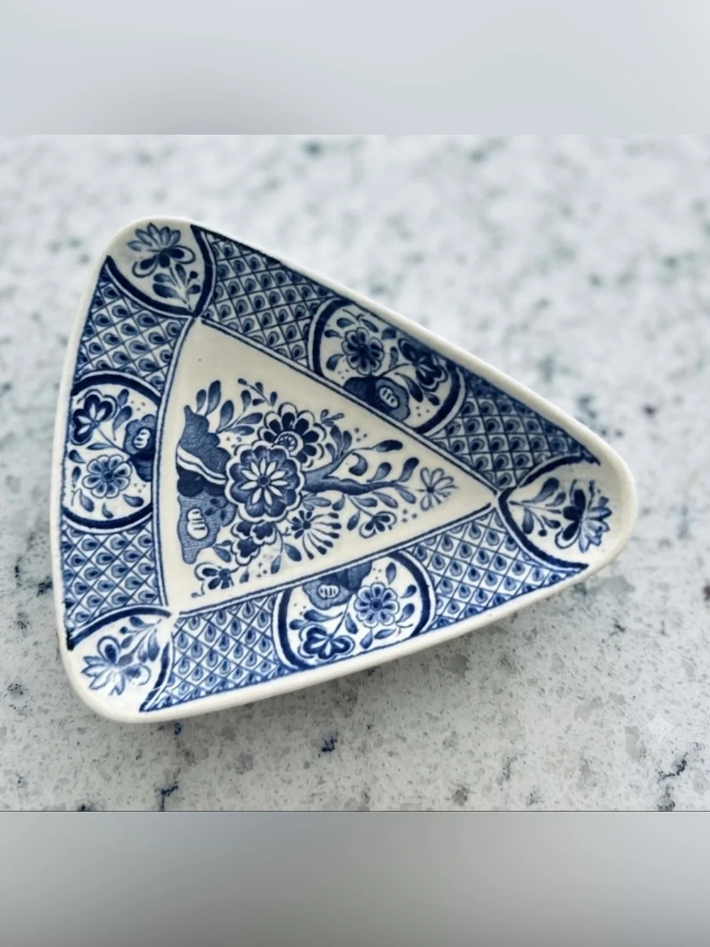 Vintage Petrus Regout Delft Maastricht Triangular Dishes - Set of 2